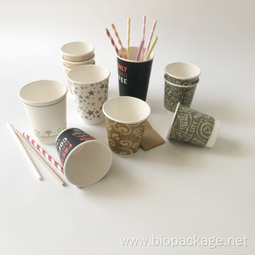 Disposable paper cups for hot drinks